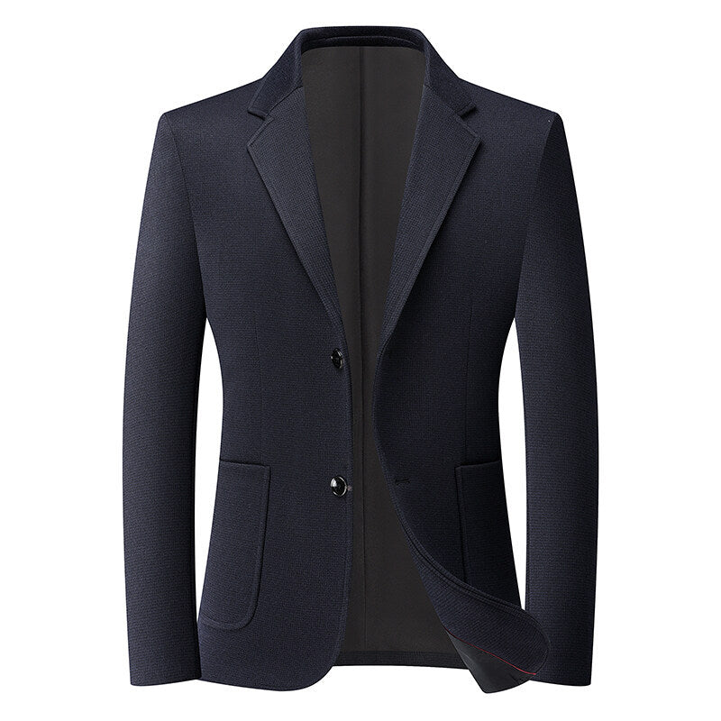 Men's tailored knit blazer made of wool blend with fine nub texture and patch pockets Chichicherry