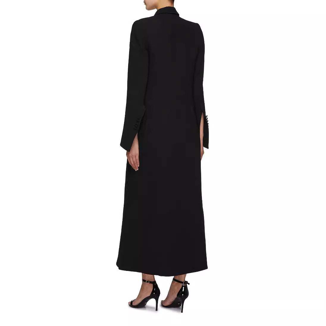 Women Double-Breasted Maxi Blazer Coat with Slim Silhouette Chichicherry