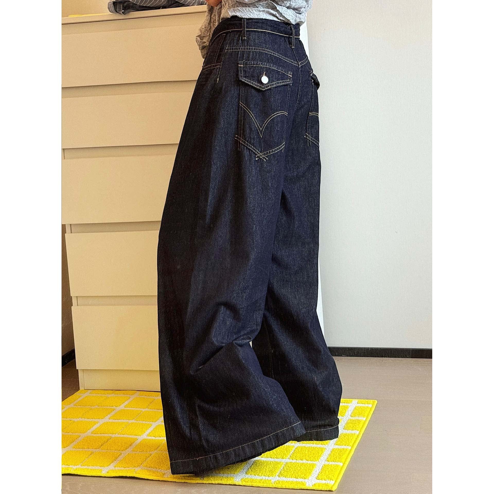 Women's Wide Denim Pants in Balloon Cut with High Waist Chichicherry