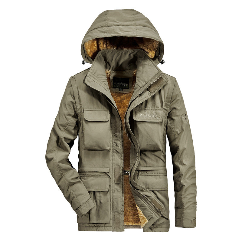 Men's thermal parka with teddy fleece lining, hood and multifunctional pockets Chichicherry