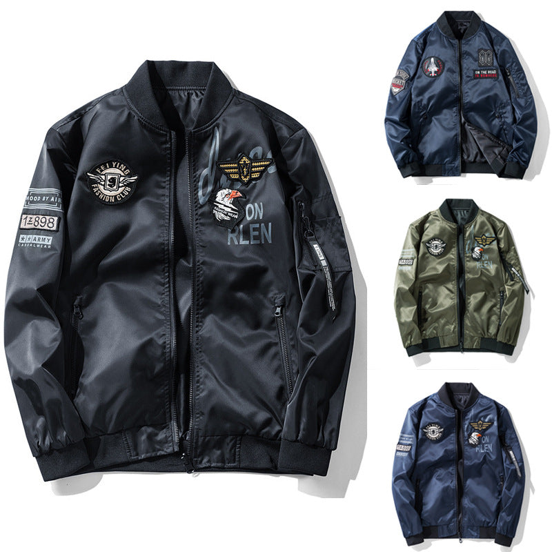 Men's pilot bomber jacket in aviator look with patch applications and wind-resistant nylon Chichicherry