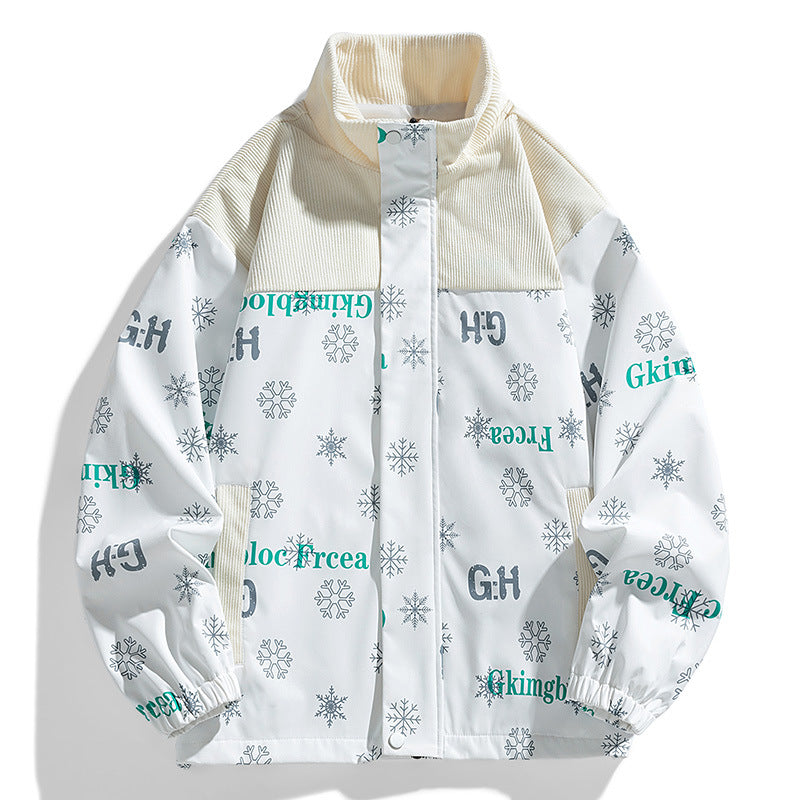 Women Oversized Transitional Jacket with Cord Trim and Stand Collar Chichicherry