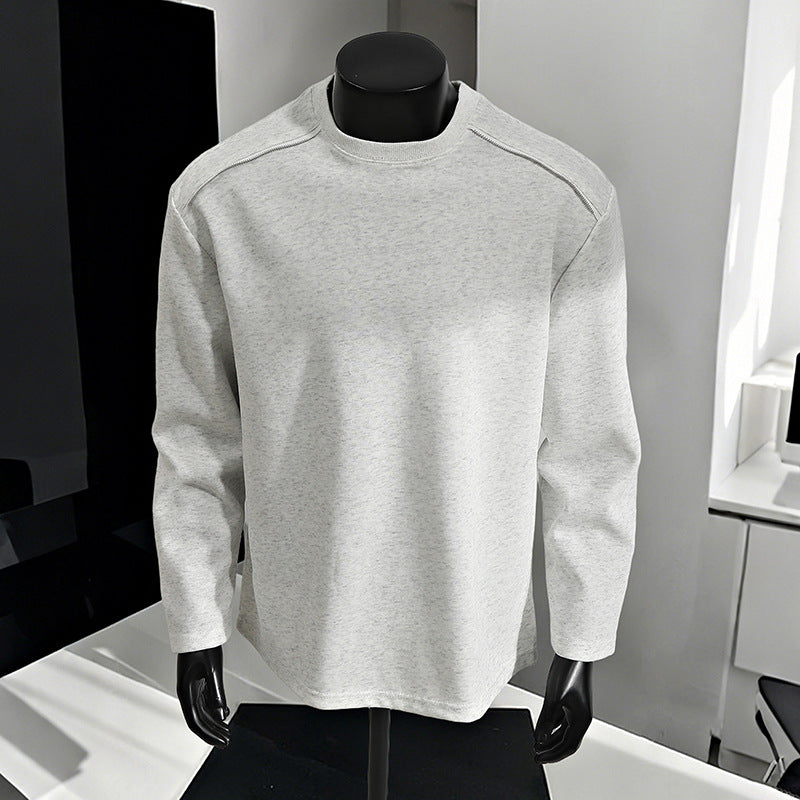 Men's Relaxed-Fit Cotton Blend Crewneck Sweatshirt with Raglan Seams and Melange Texture Chichicherry