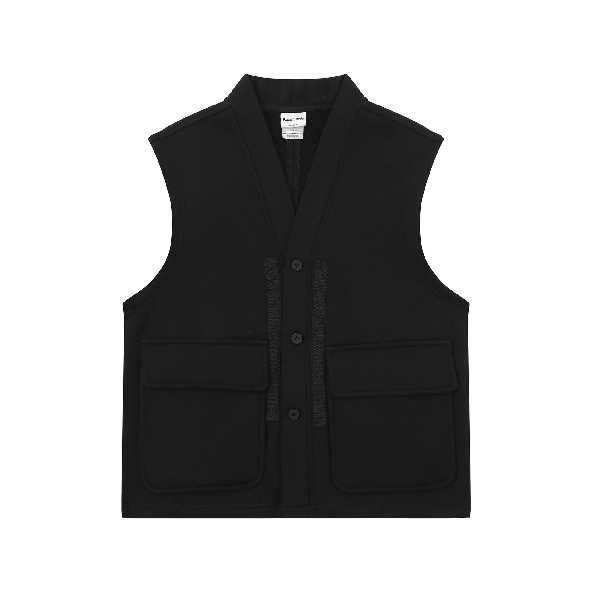 Unisex Utility Vest with V-Neck, large flap pockets and button placket Chichicherry