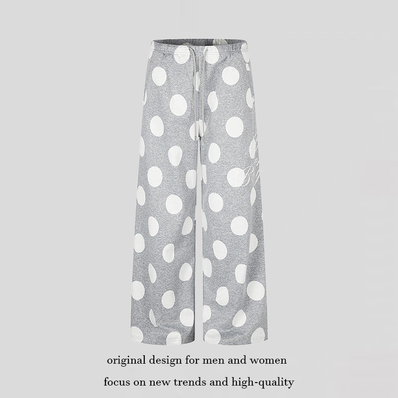 Women's Wide Palazzo Lounge Pants with Comfort Waistband and Dot Pattern Chichicherry