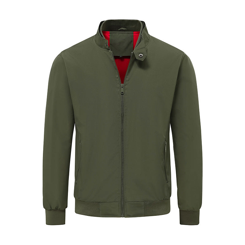 Men's Lightweight Bomber Jacket with Stand-Up Collar, Wind-Resistant Shell and Elastic Cuffs Chichicherry