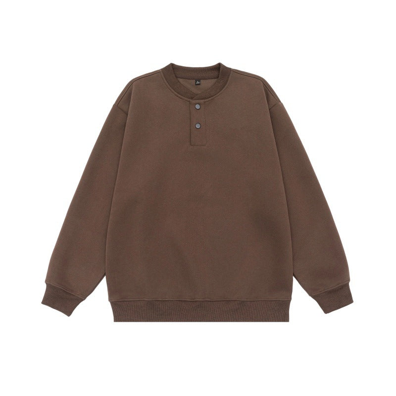 Unisex Loose-fit sweatshirt with half-button placket and ribbed cuffs Chichicherry