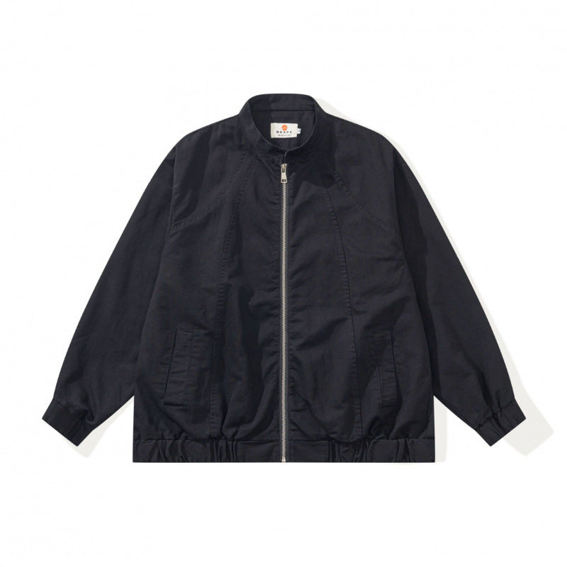 Unisex Boxige lightweight bomber jacket made of cotton blend with stand-up collar, zipper and drawstring hem Chichicherry