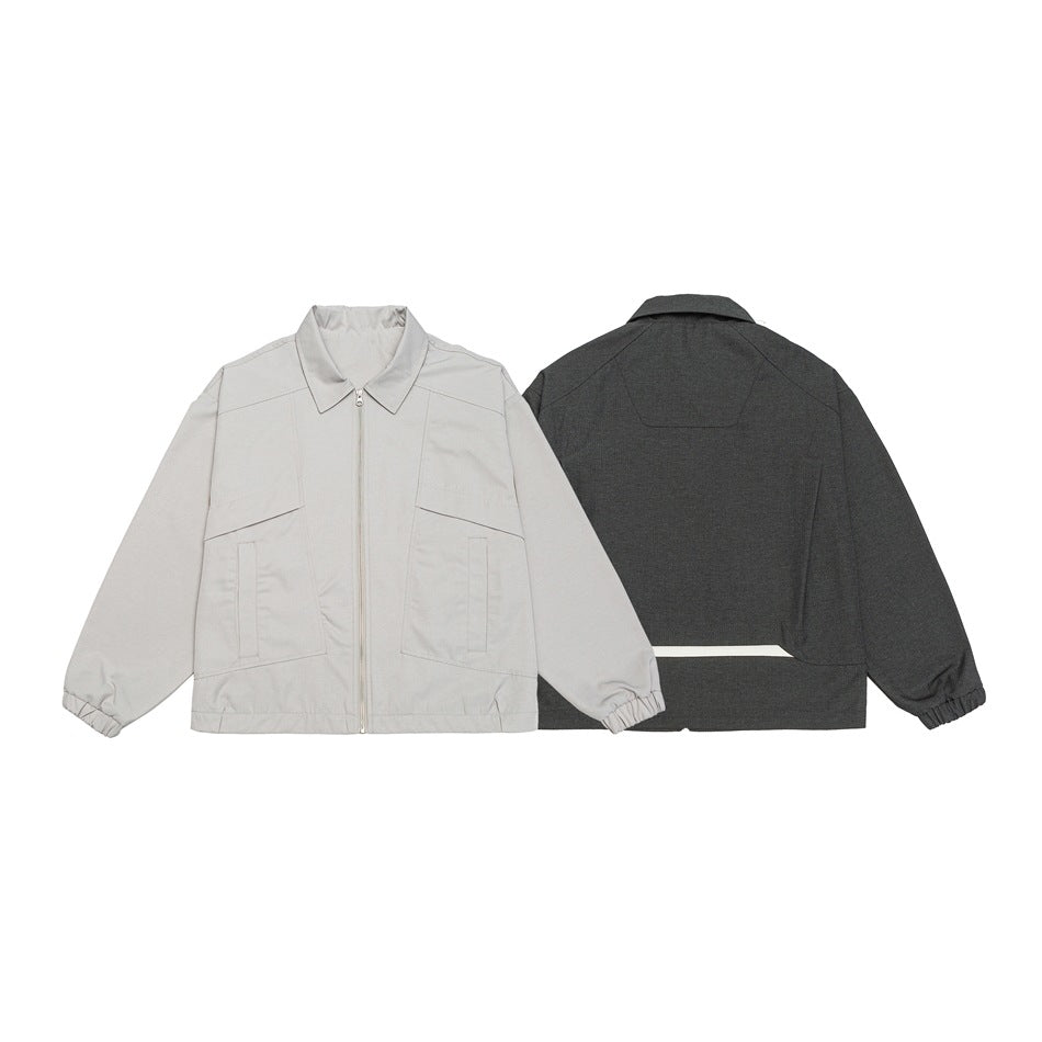 Unisex short jacket in boxy cut with continuous zipper and flap pockets Chichicherry