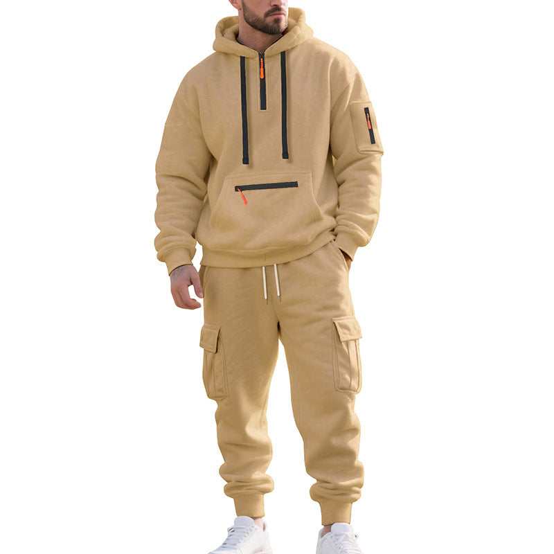 Men's Urban Cargo Jogging Set with Utility Hoodie, Zipper Details and Cargo Joggers Chichicherry