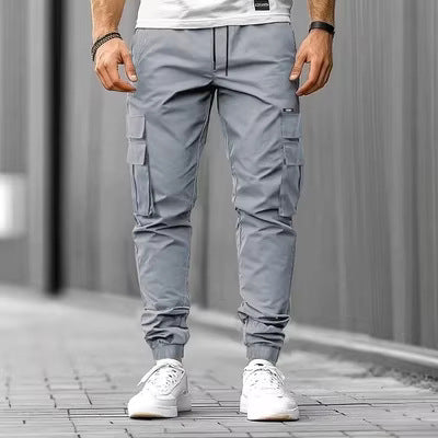 Men's cargo joggers with multifunctional flap & zip pockets, elastic waistband, and tapered leg Chichicherry