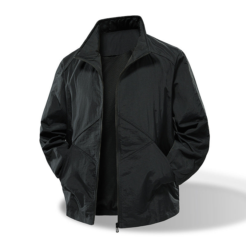 Men's Lightweight Technical Windbreaker with Mesh Lining and Stand-Up Collar Chichicherry