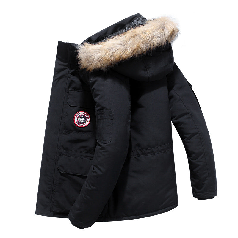 Men's parka with detachable hood and faux fur trim, wind- and waterproof thermal insulation Chichicherry