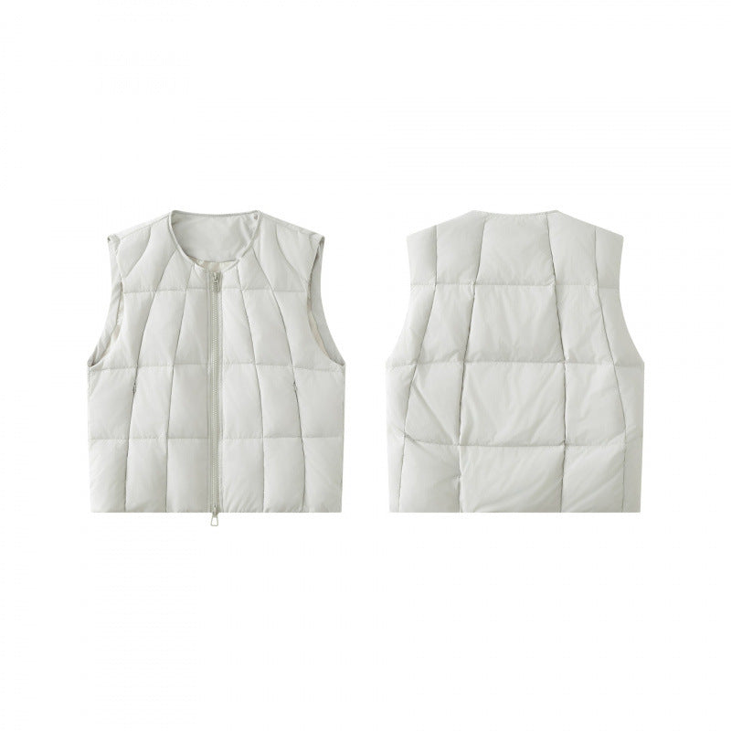 Unisex Quilted lightweight quilted vest with round neckline and two-way zipper Chichicherry