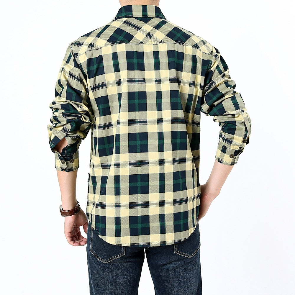 Men's Checked Casual Shirt made of Cotton Blend with Double Chest Pockets and Regular Fit Chichicherry