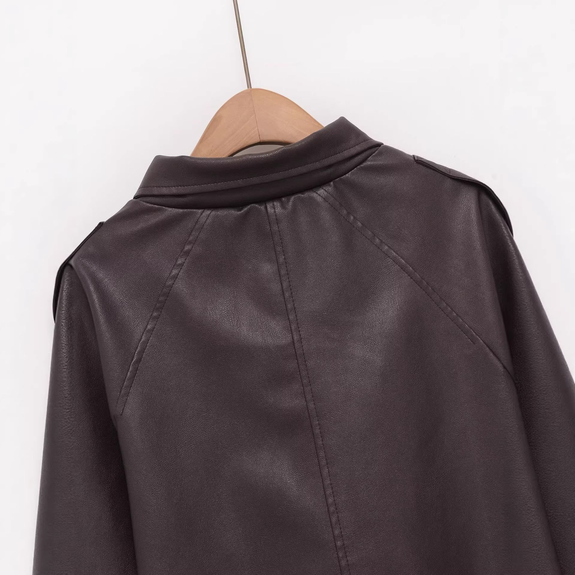 Women's short jacket made of vegan leather look in boxy oversized cut Chichicherry