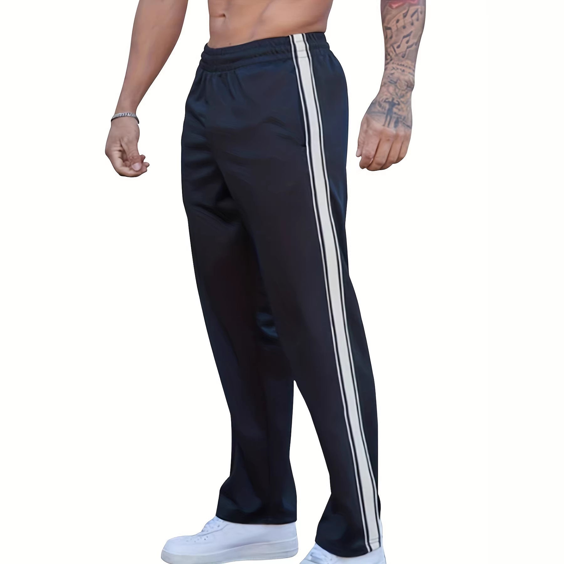 Men's sporty training pants with side tape stripes and elastic waistband Chichicherry