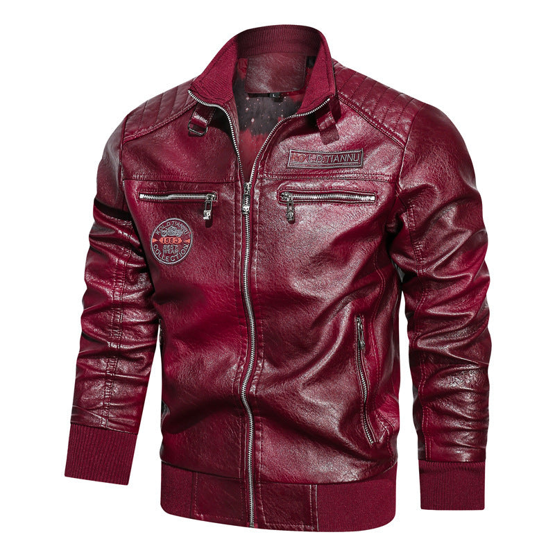 Men's faux leather pilot jacket in aviator look with quilted shoulder area and zippered pockets Chichicherry
