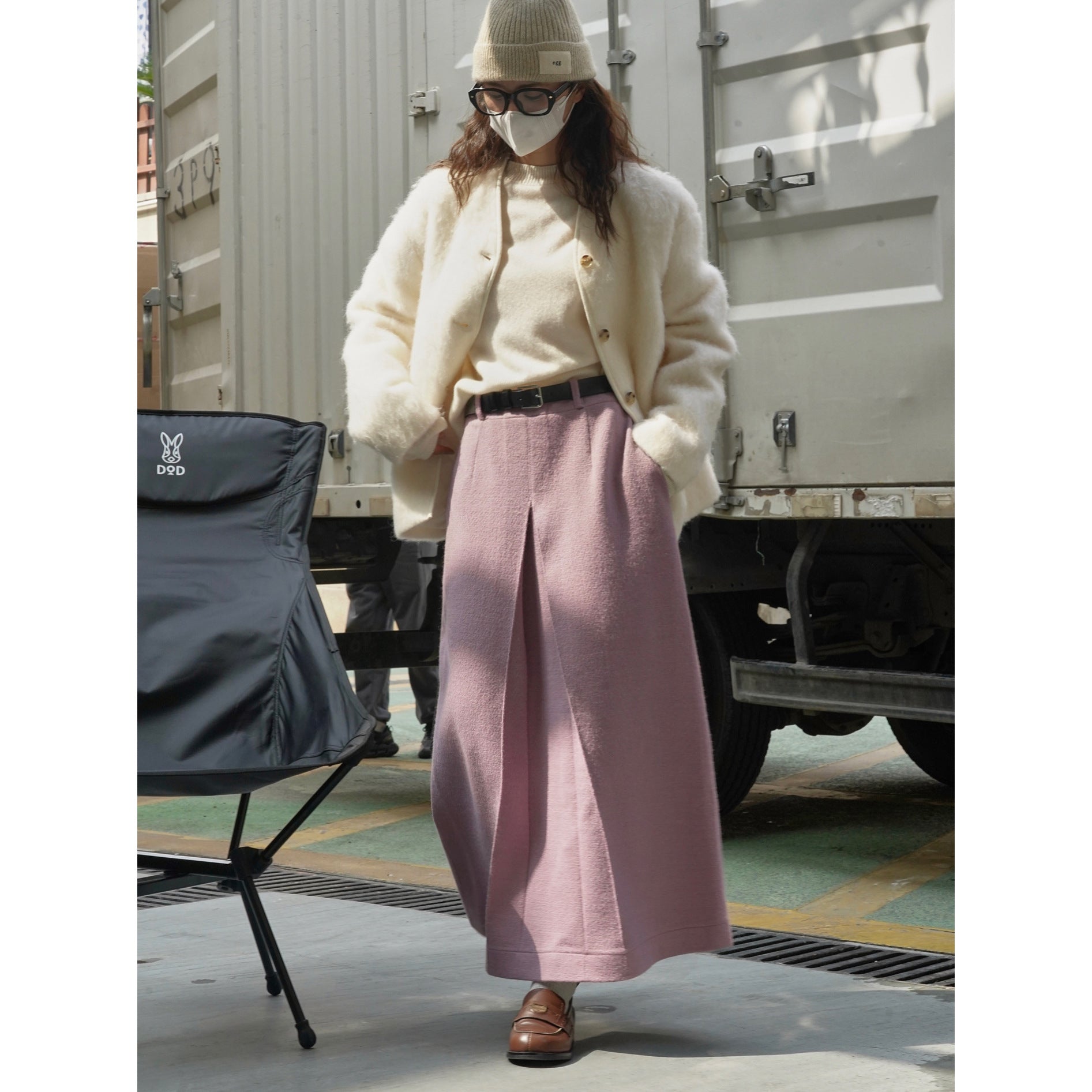 Women's midi skirt with high waist and central pleat Chichicherry