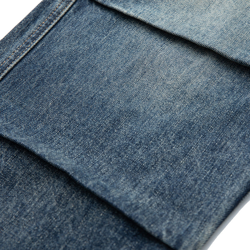 Women Wide Cropped Jeans with High Waist, Quilted Knee Panels and Drawstring Waist Chichicherry