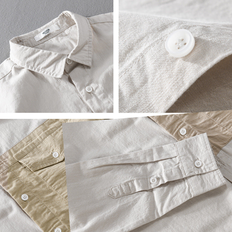 Men's Contrast Chest Pocket Overshirt made of light cotton blend with Relaxed Fit Chichicherry