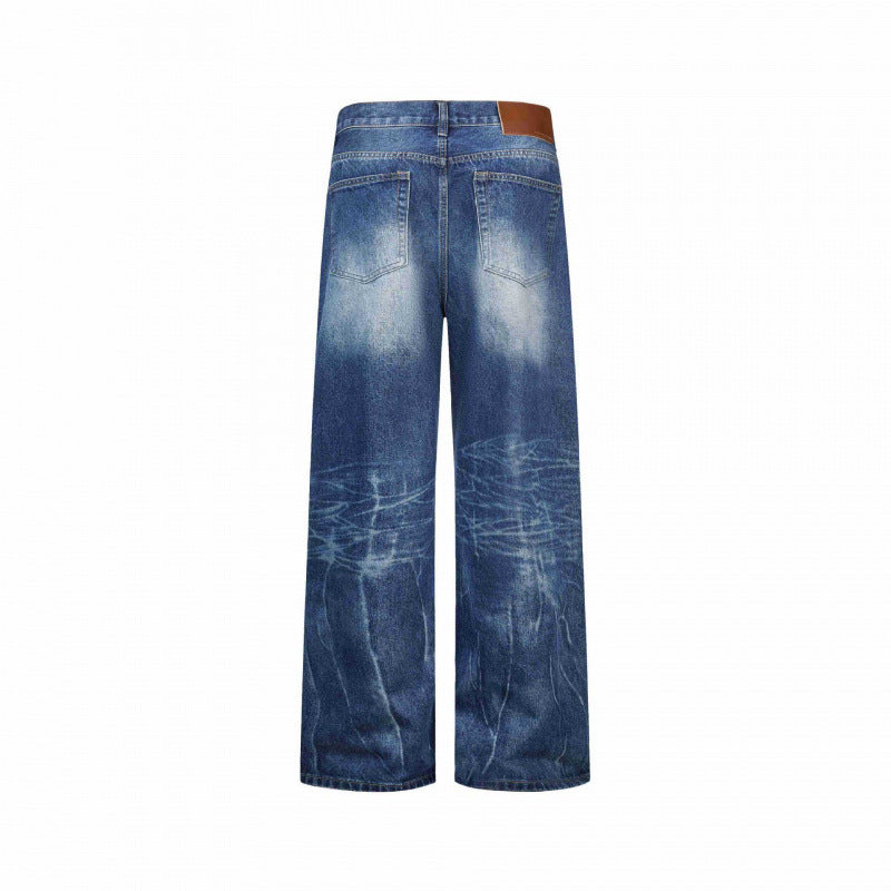 Women Wide-Cut High-Waist Jeans with Used Effect, Distressed Details, and Five-Pocket Cut Chichicherry