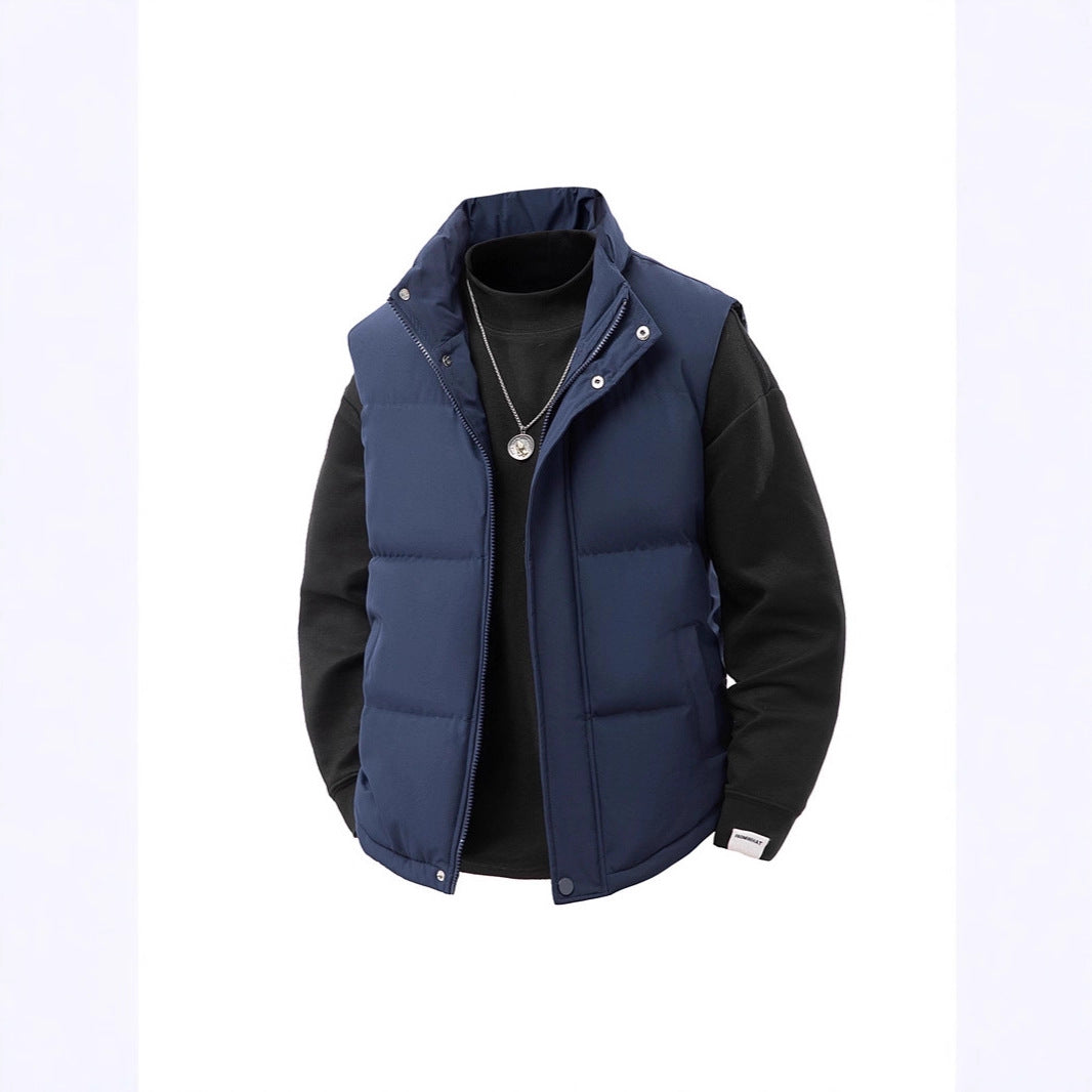 Men's stylish urban quilted vest in boxy cut with high collar and concealed two-way zipper Chichicherry