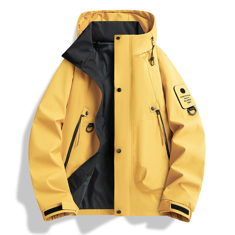 Men's minimalist weatherproof parka with contrast lining and utility details Chichicherry