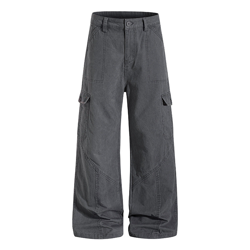 Women Wide Cargo Pants made of Cotton Blend with High Waist and Multifunction Pockets Chichicherry
