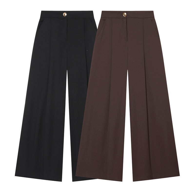 Women's Wide-Cut Palazzo Trousers with High Waist and Crease Chichicherry