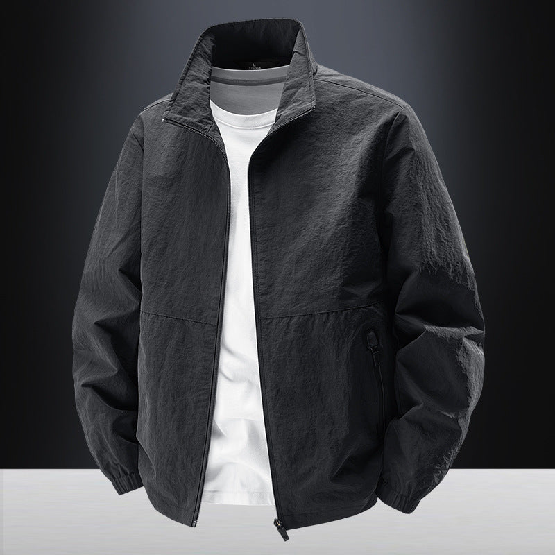 Men's ultralight windproof casual jacket with stand-up collar and zippered pockets Chichicherry