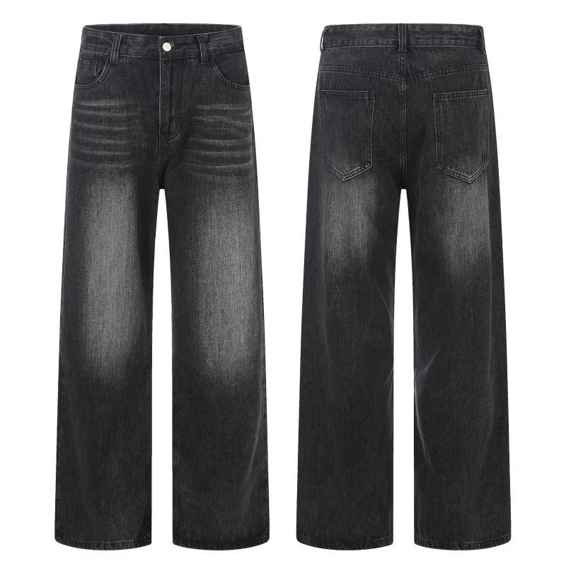 Ladies High-Cut Wide Denim Jeans with Wide Leg and Vintage Wash Chichicherry