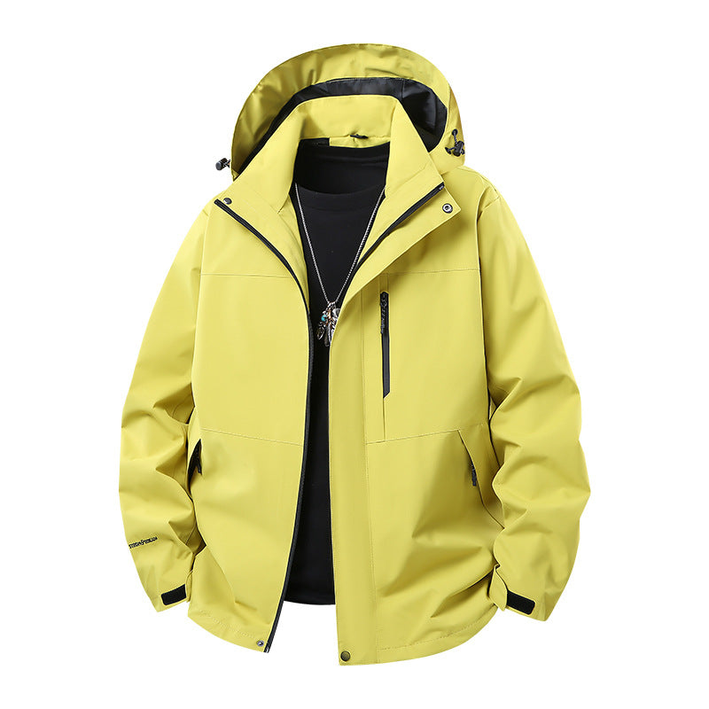 Men's Technical Softshell Rain Jacket with Taped Seams, Adjustable Hood and Water-Repellent Zippers Chichicherry