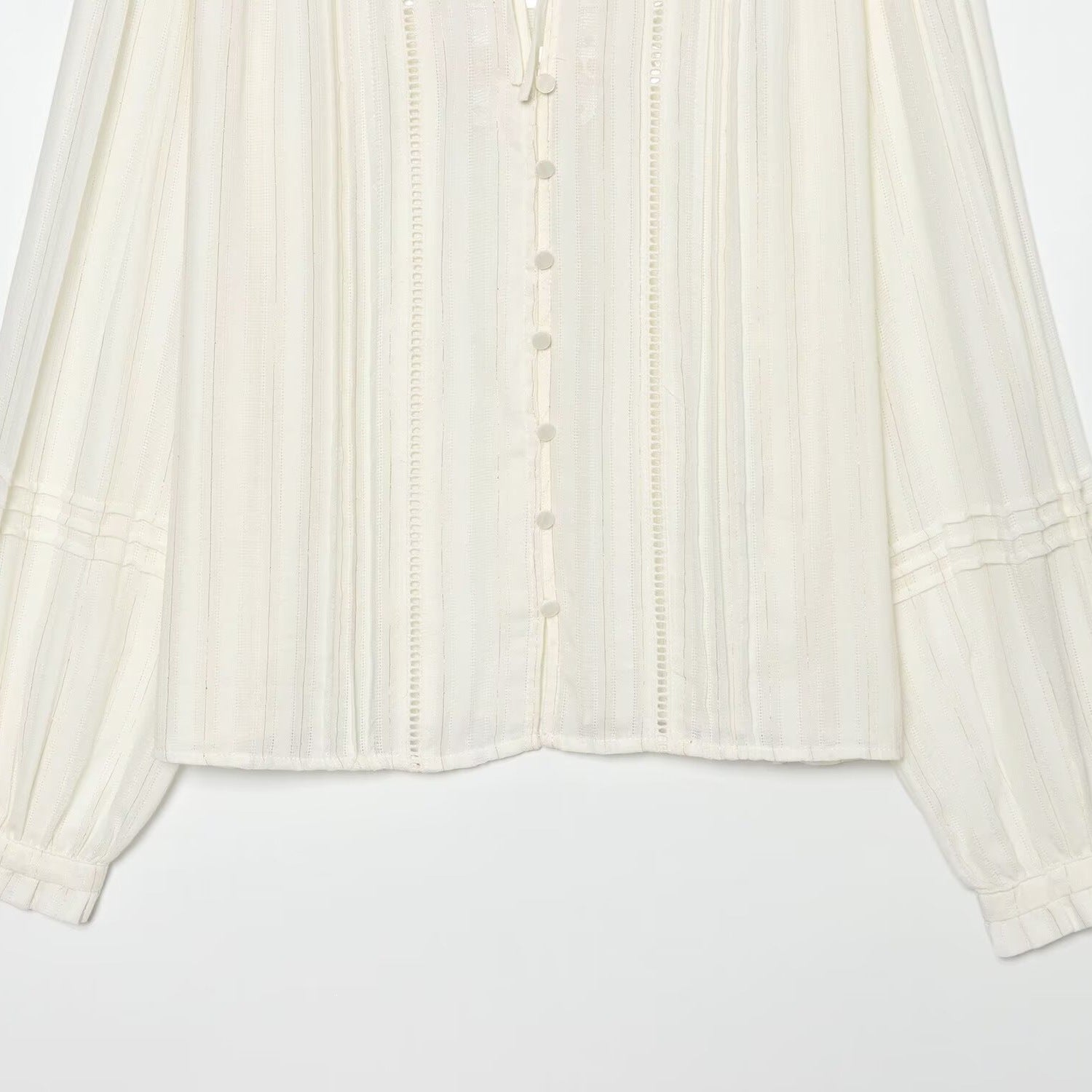 Women's Pleated Chiffon Blouse with Ruffled Collar and Tie Band Chichicherry