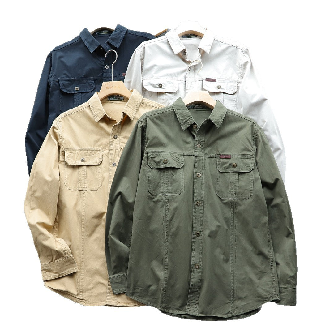 Men's shirt jacket made of cotton twill with chest flaps and button placket Chichicherry