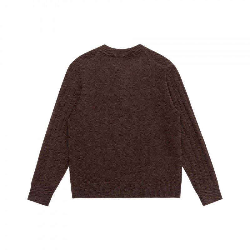 Men's Coarse Ribbed Half-Zip Sweater made of Merino-Mix with Stand-Up Collar Chichicherry