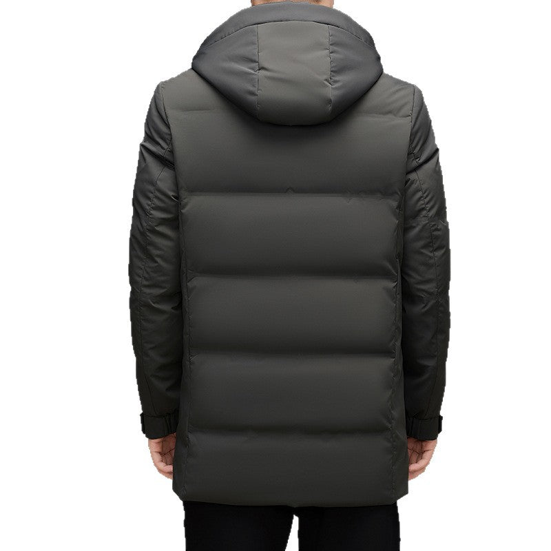 Men's padded hooded quilted jacket with elongated cut and windproof membrane Chichicherry