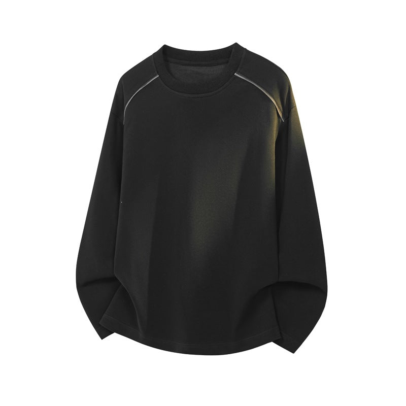 Men's Oversize Round Neck Sweatshirt with Dropped Shoulder and Decorative Stitching Chichicherry