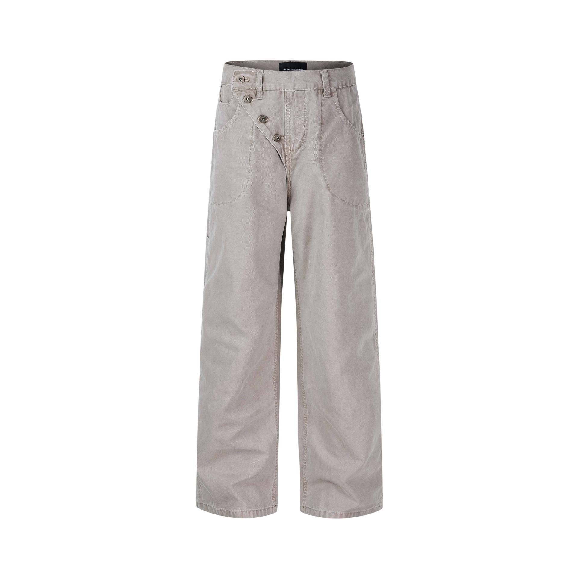 Women's High-Waist Culotte Pants with Asymmetrical Button Placket Chichicherry