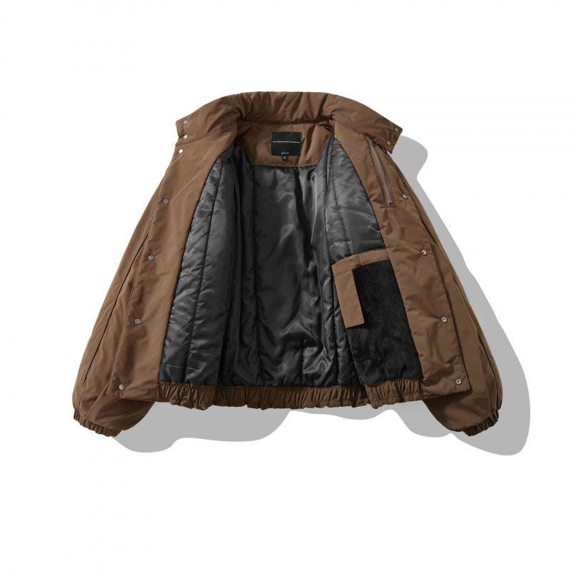 Unisex Oversized padded short jacket with high stand-up collar and elastic hems Chichicherry