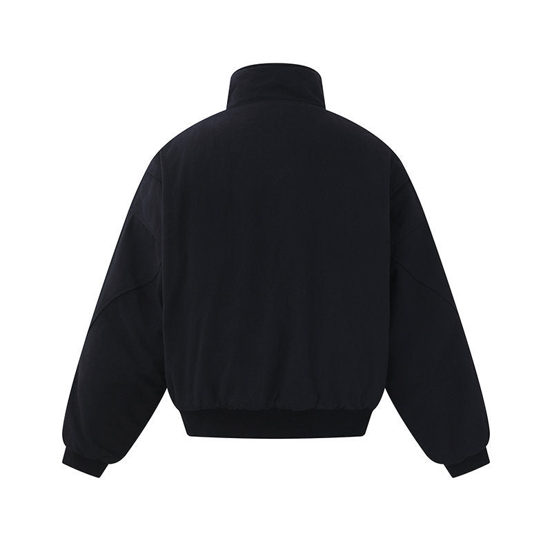 Unisex Boxy-padded Short Jacket with High Collar and Minimalist Seam Design Chichicherry