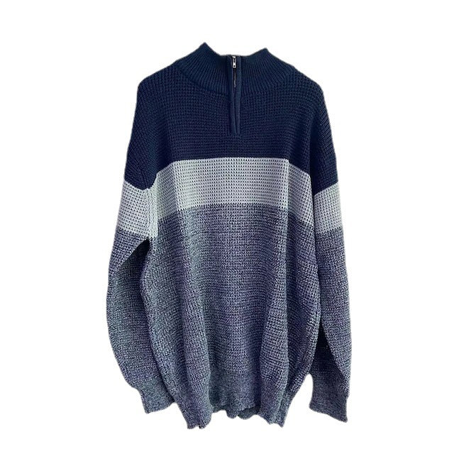 Men's chunky textured knit pullover with half zipper and raglan sleeves Chichicherry