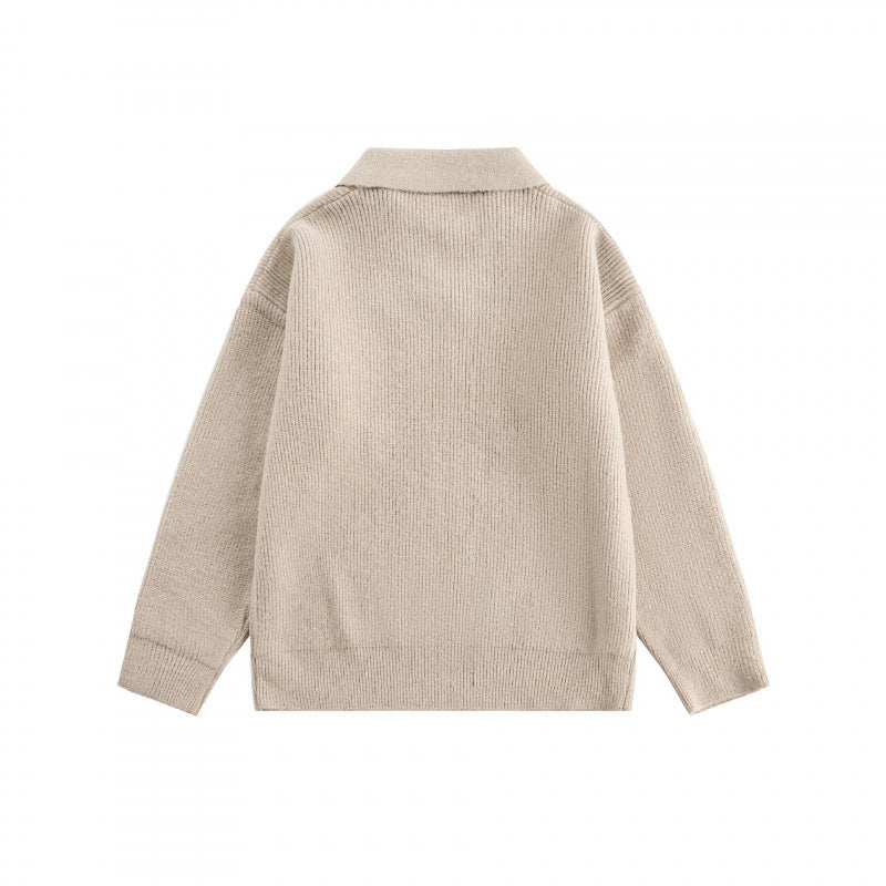 Unisex Wide-Cut Fine Knit Polo with Short Henley Closure and Kent Collar Chichicherry