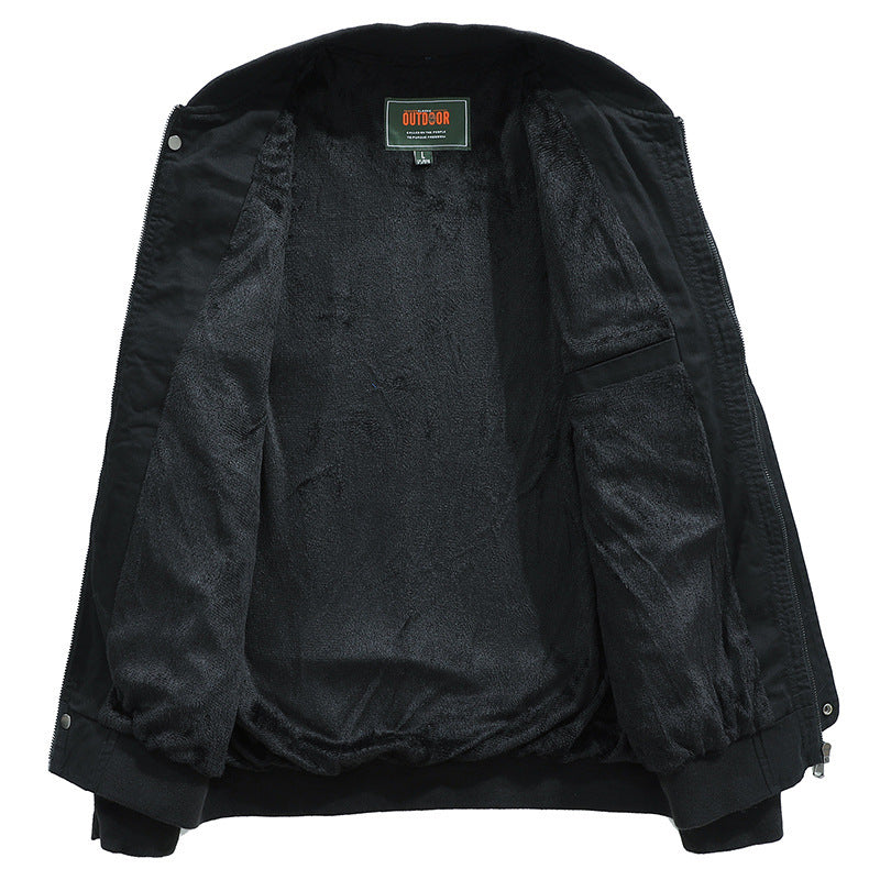 Men's Utility Field Jacket with Stand Collar, D-Ring Details and Zipper Pockets Chichicherry