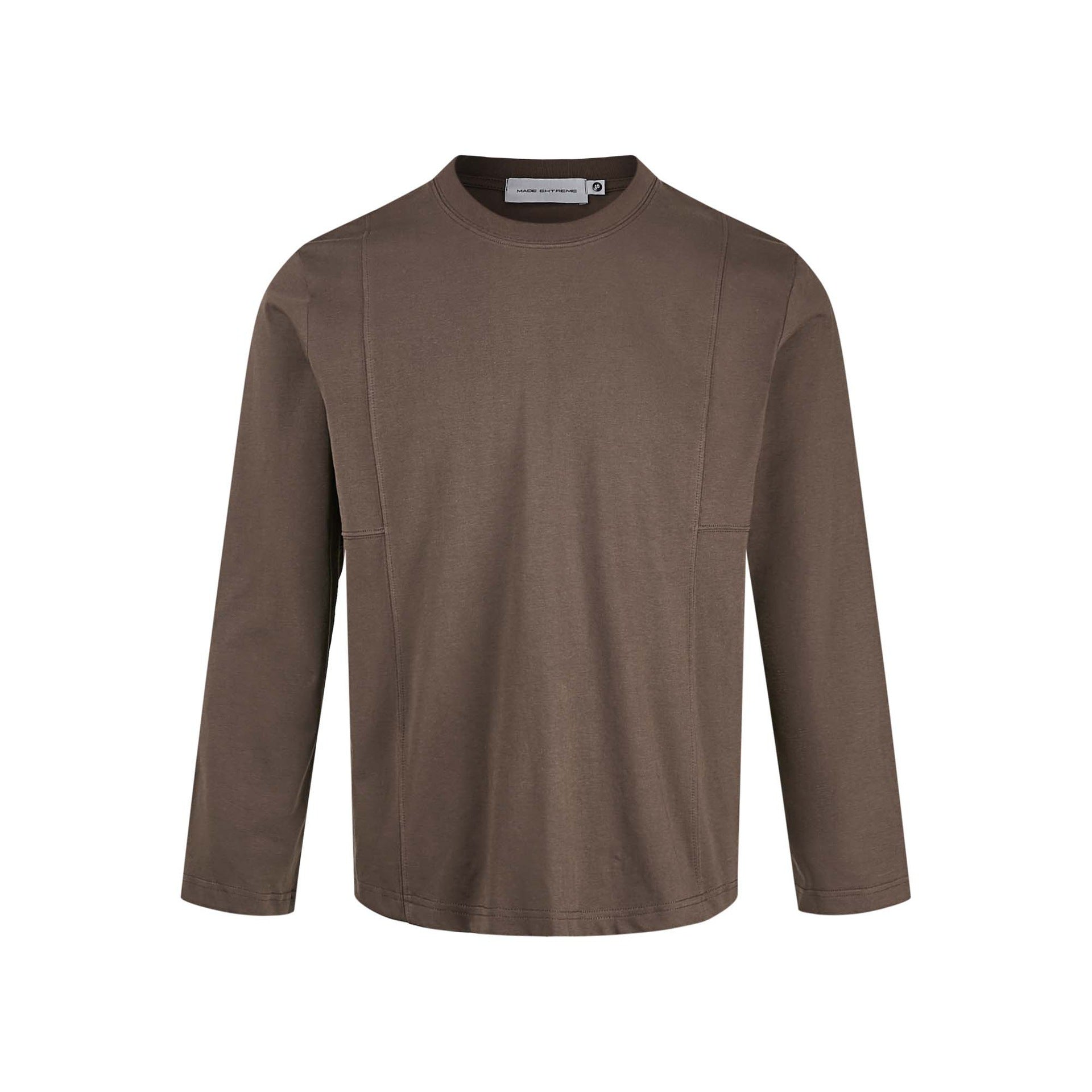 Unisex Technical Long Sleeve Shirt with Round Neck and Seamed Panel Detail Chichicherry