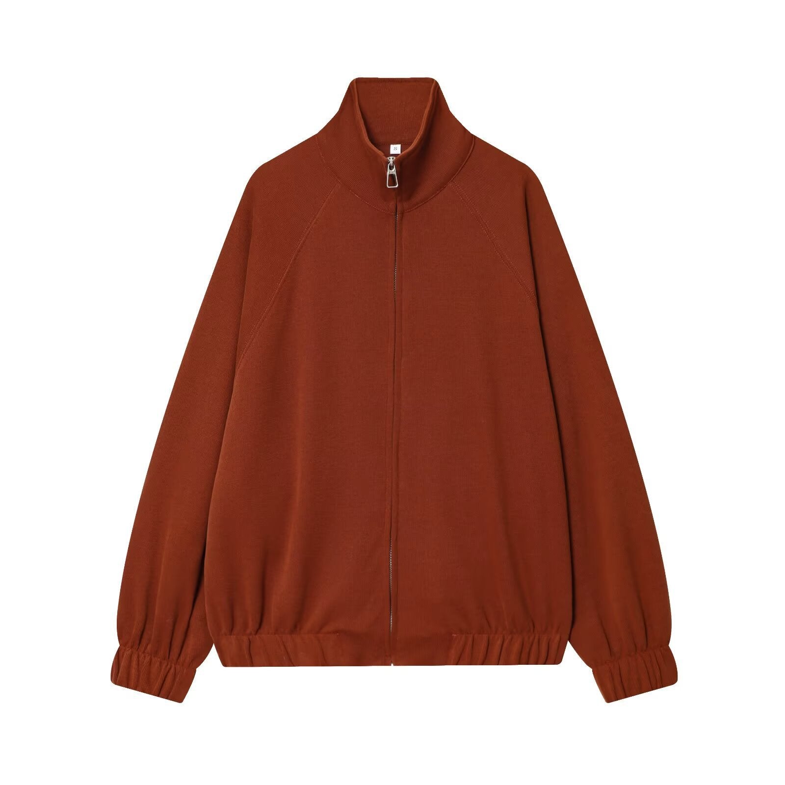 Women's Oversized Zip Sweat Jacket with High Standing Collar and Raglan Sleeves Chichicherry