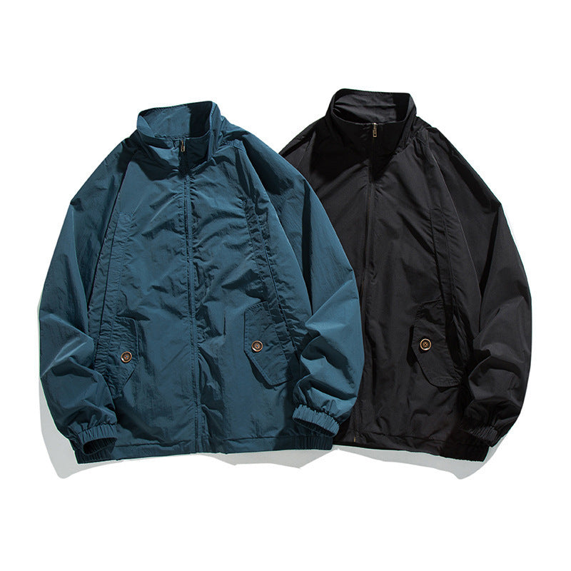 Men's Lightweight Oversized Field Jacket made of technical nylon with stand-up collar, concealed zipper, and flap pockets Chichicherry