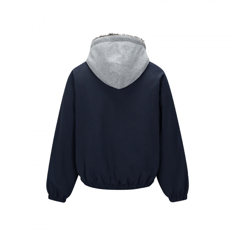 Men's Padded Hoodie Jacket in Bomber Style with Teddy Lining and Elastic Hem Chichicherry