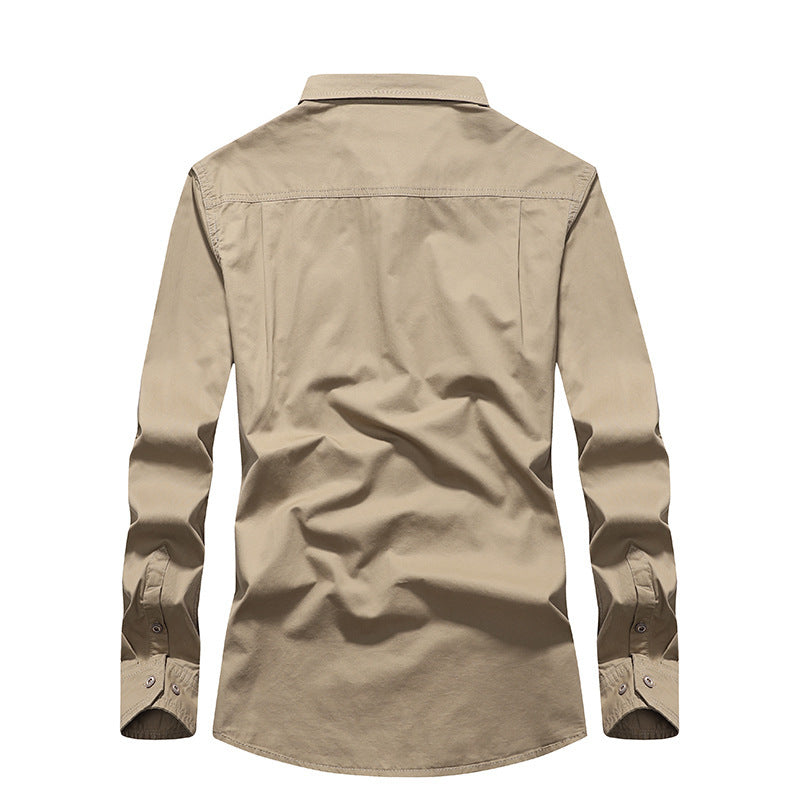 Men's Cotton Utility Shirt with Chest Flap Pockets, Reinforced Construction and Classic Shirt Collar Chichicherry