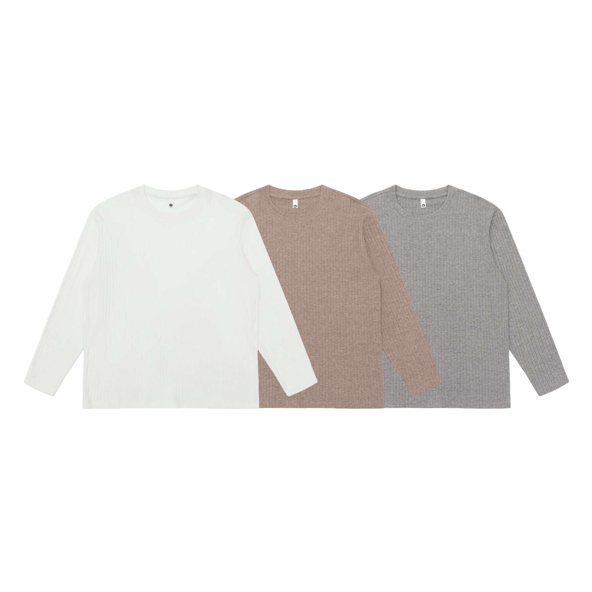 Unisex fine ribbed long sleeve shirt with round neckline and slightly oversized silhouette Chichicherry